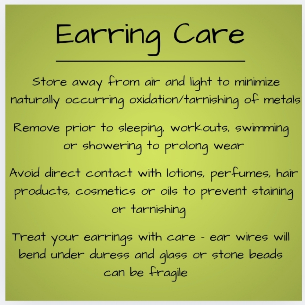 HAND CRAFTED EARRINGS Brass Turquoise Patina Flower Dangle Drop - Picture 8 of 8